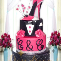 mariage-noir-et-fushia-cake-design